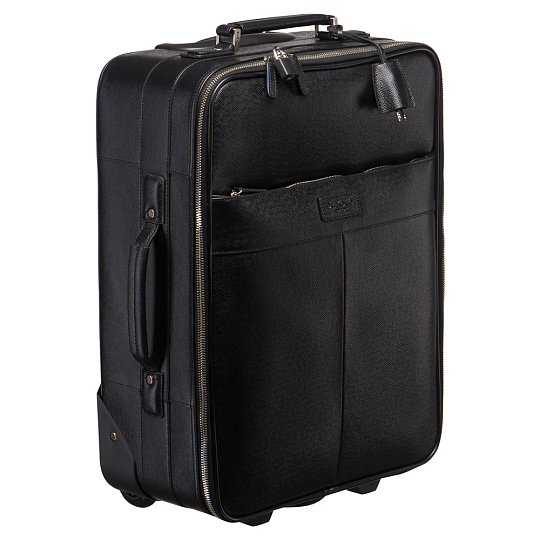 Чемодан на колесах S Dr.Koffer из натуральной кожи черный