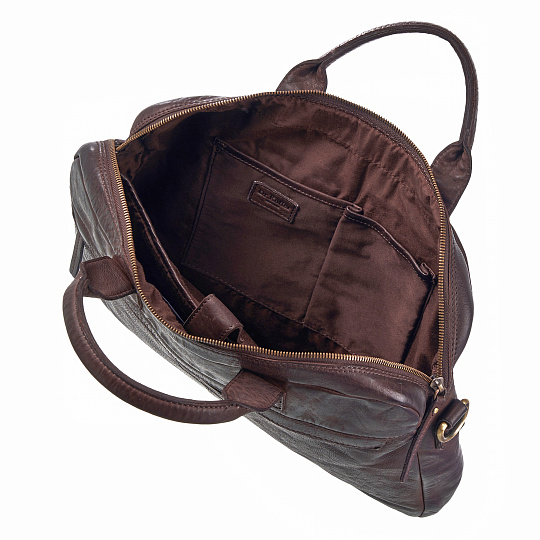 Деловая сумка Dr.Koffer из натуральной кожи темно-коричневая