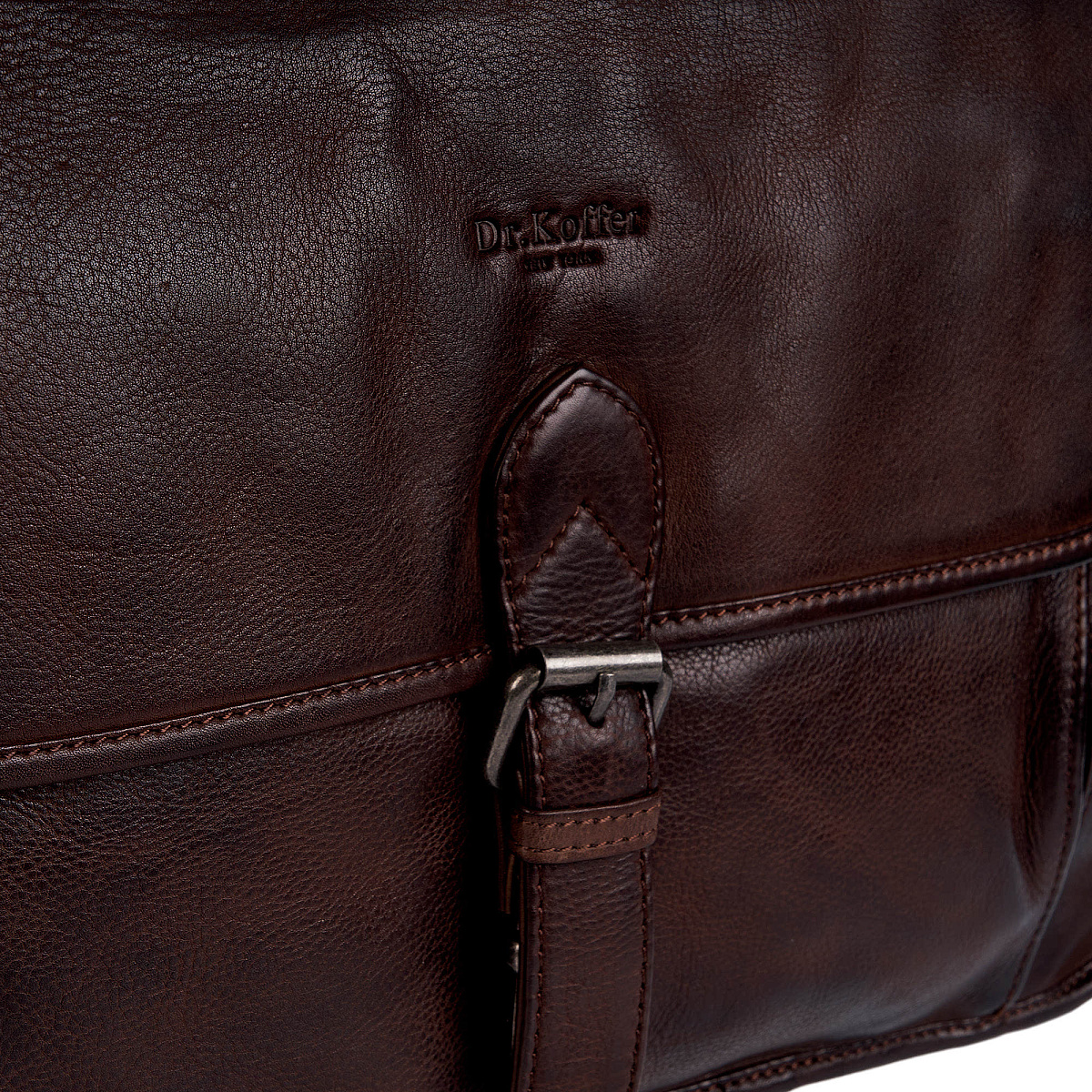 Деловая сумка Dr.Koffer из натуральной кожи темно-коричневая