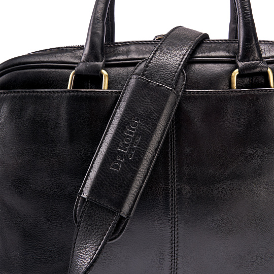 Деловая сумка Dr.Koffer из натуральной кожи черная