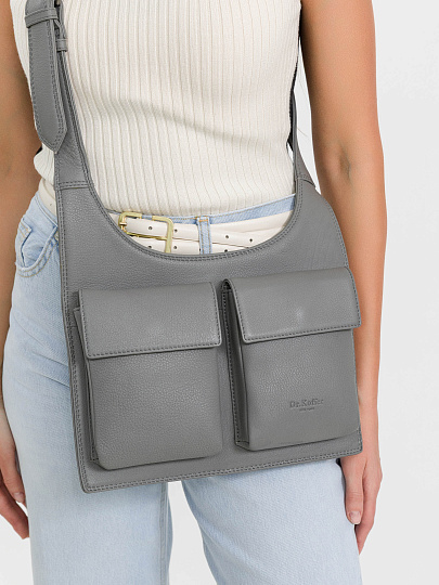 Сумка через плечо Dr.Koffer из натуральной кожи серая