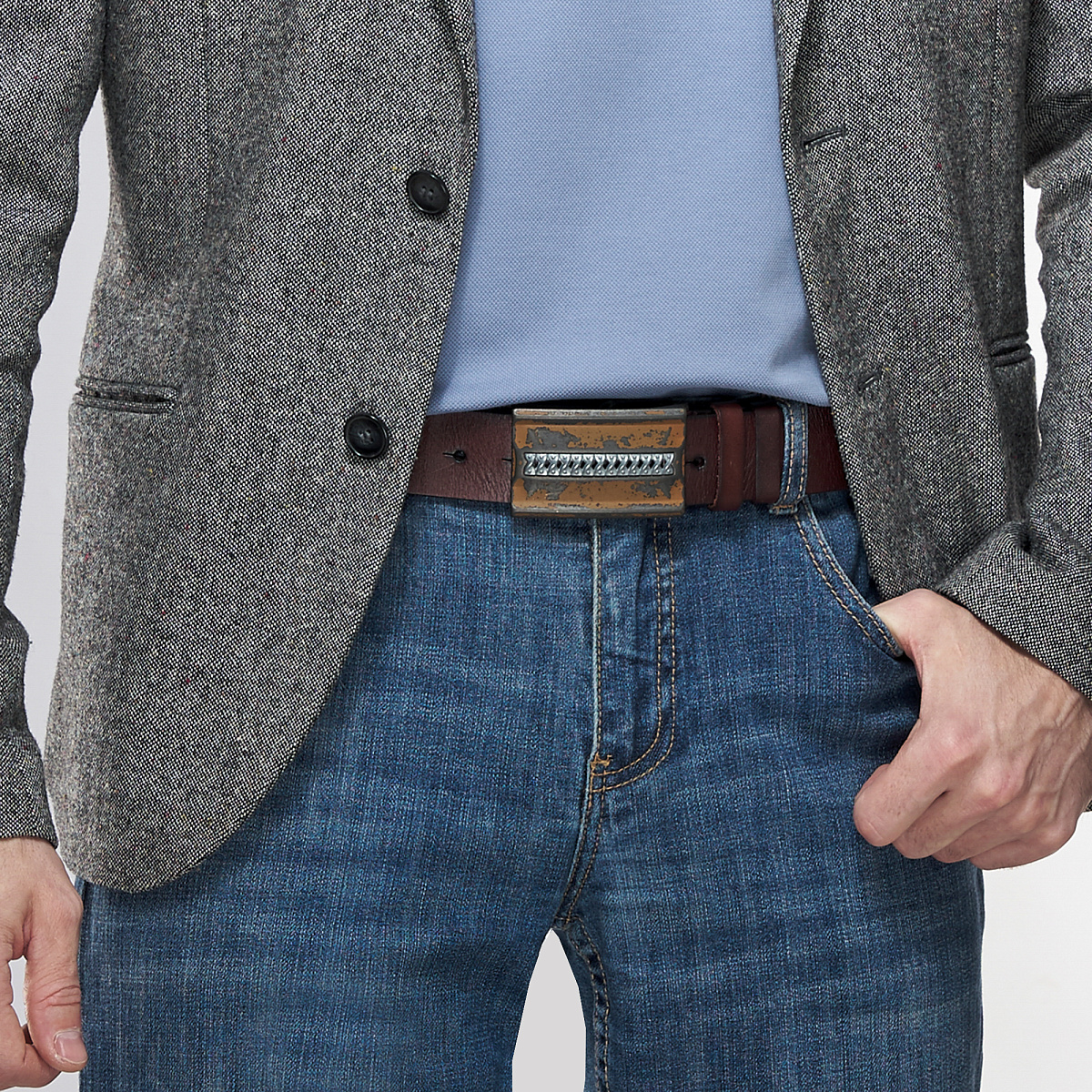 Ремень Dr. Koffer из натуральной кожи коричневый