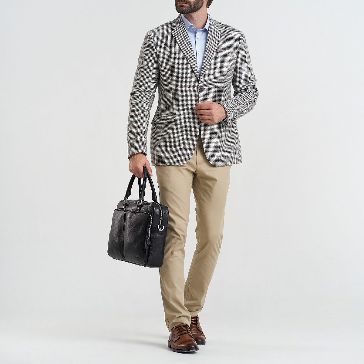 Деловая сумка Dr.Koffer из натуральной кожи черная