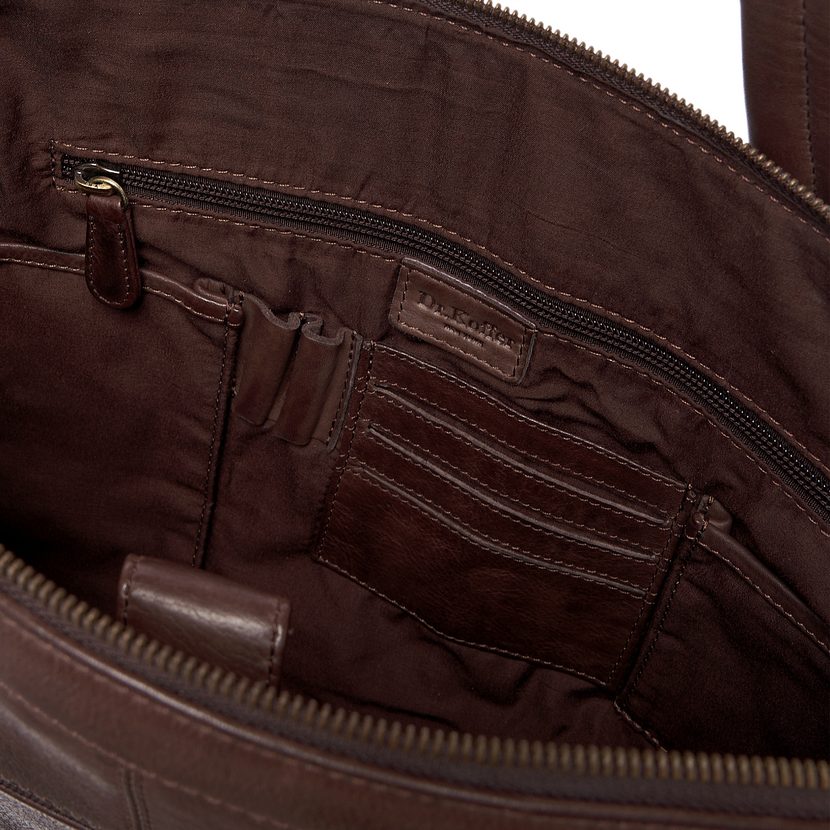 Деловая сумка Dr.Koffer из натуральной кожи темно-коричневая