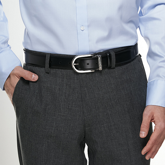 Ремень из глянцевой чёрной кожи с овальной пряжкой Dr.Koffer R038B01120-50-04