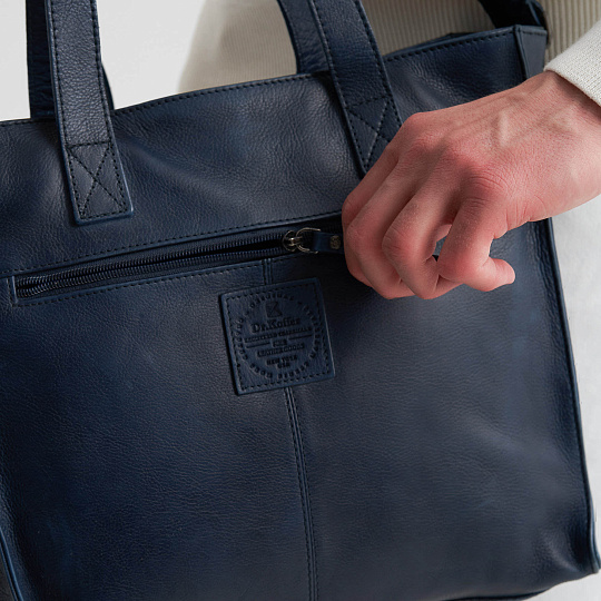 Деловая сумка Dr.Koffer из натуральной кожи синяя