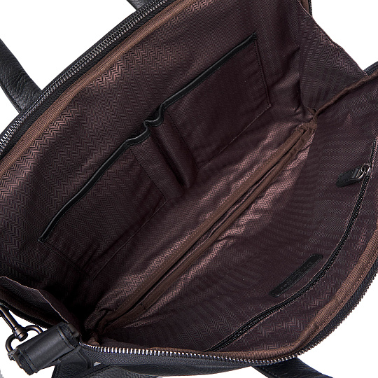 Деловая сумка Dr.Koffer из натуральной кожи черная