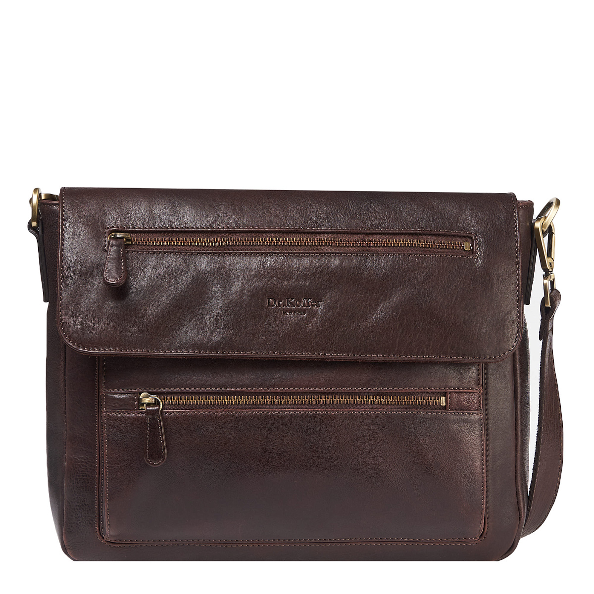 Деловая сумка Dr.Koffer из натуральной кожи темно-коричневая