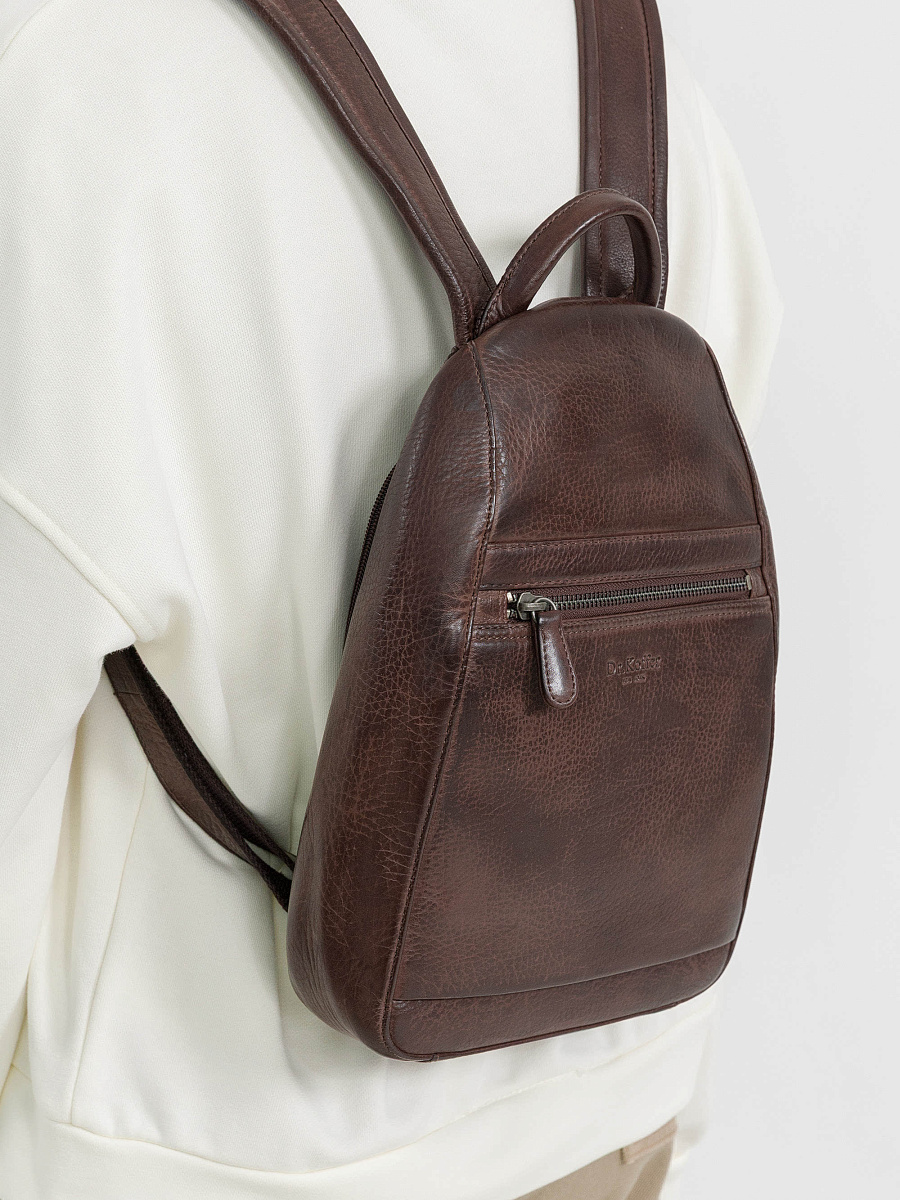Рюкзак Dr.Koffer из натуральной кожи темно-коричневый