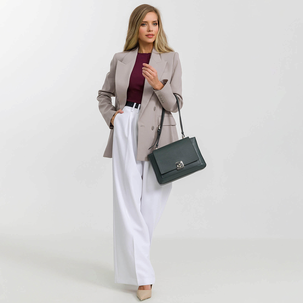 Женская сумка Dr. Koffer из натуральной кожи зеленая