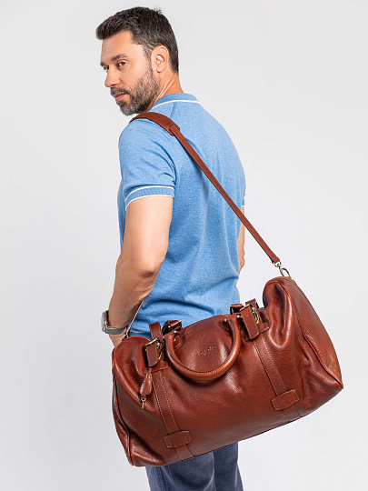 Сумка дорожная Dr.Koffer из натуральной кожи коричневая