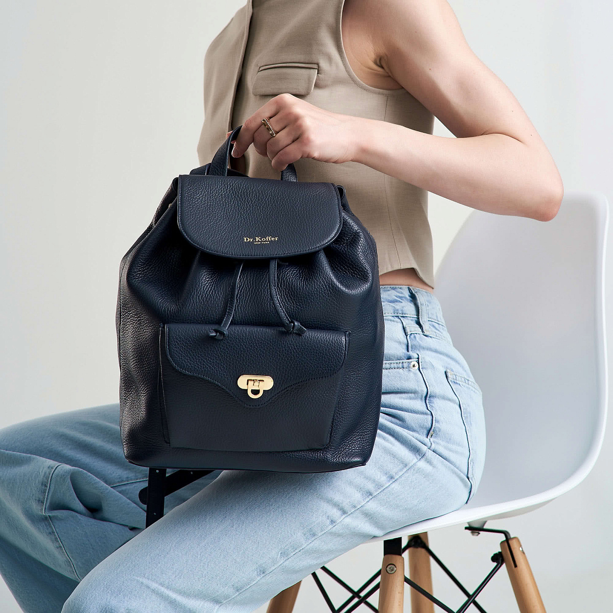 Рюкзак Dr. Koffer из натуральной кожи синий