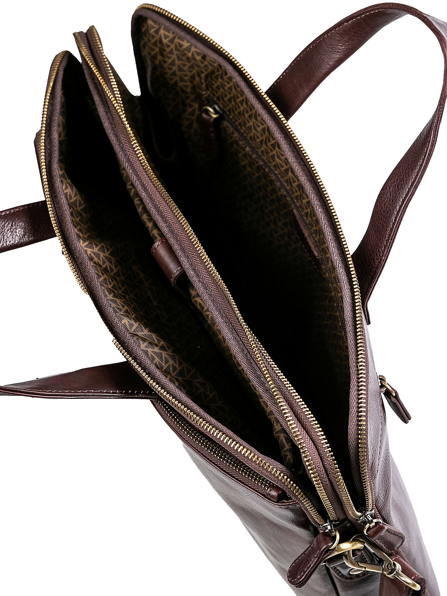 Деловая сумка Dr.Koffer из натуральной кожи темно-коричневая