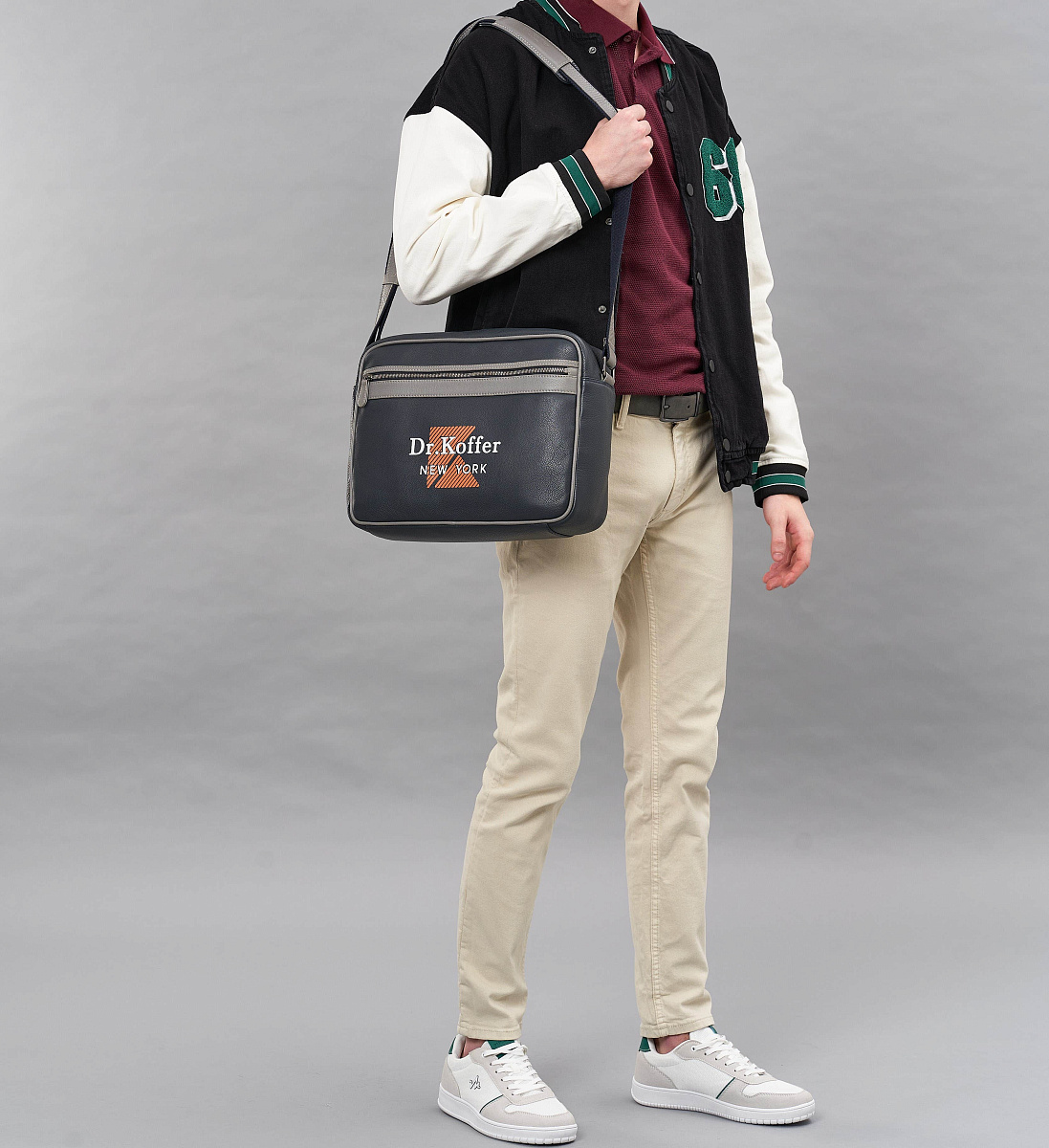 Сумка через плечо Dr.Koffer из натуральной кожи синяя