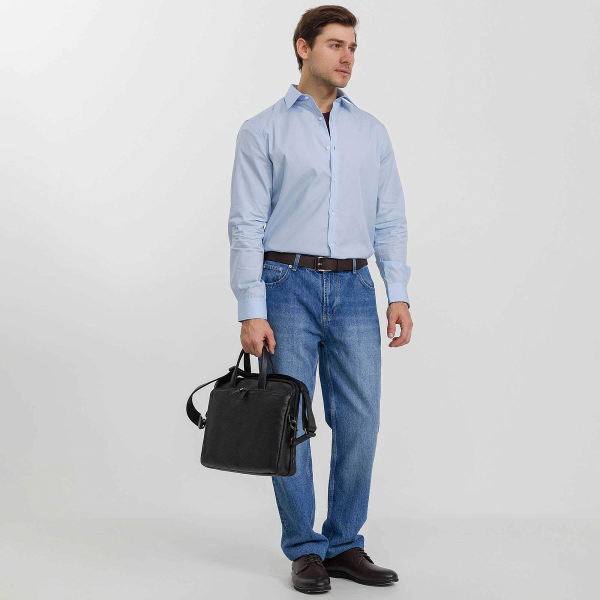 Деловая сумка Dr.Koffer из натуральной кожи черная