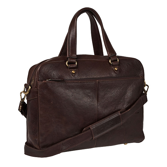 Деловая сумка Dr.Koffer из натуральной кожи темно-коричневая