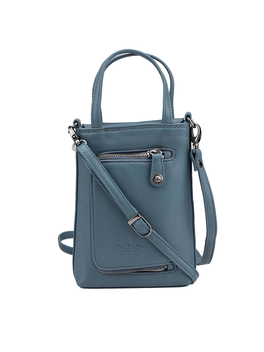 Сумка через плечо Dr.Koffer из натуральной кожи голубая