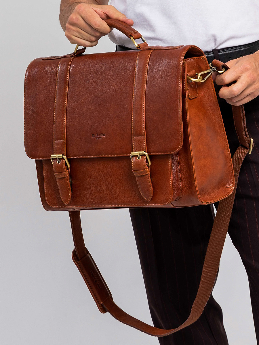 Портфель Dr.Koffer из натуральной кожи светло-коричневый