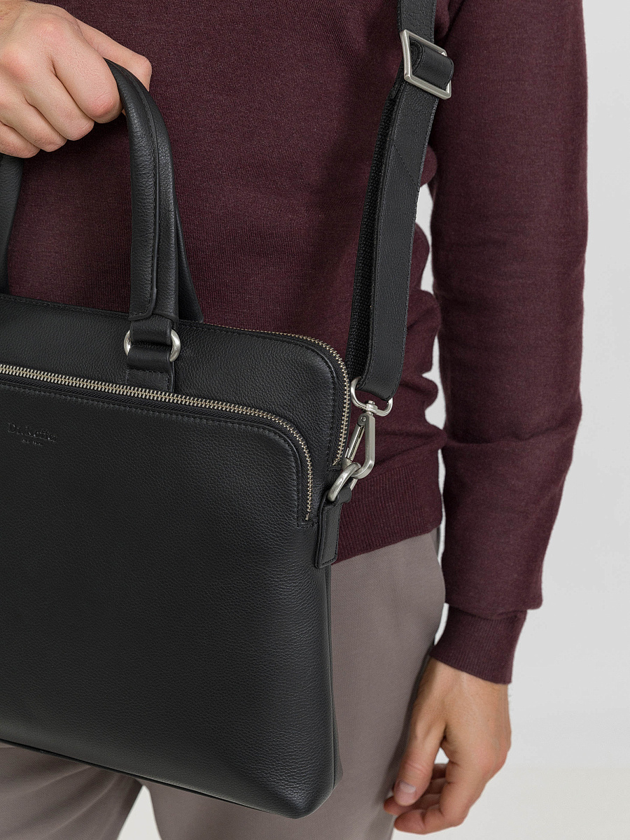 Деловая сумка Dr.Koffer из натуральной кожи черная