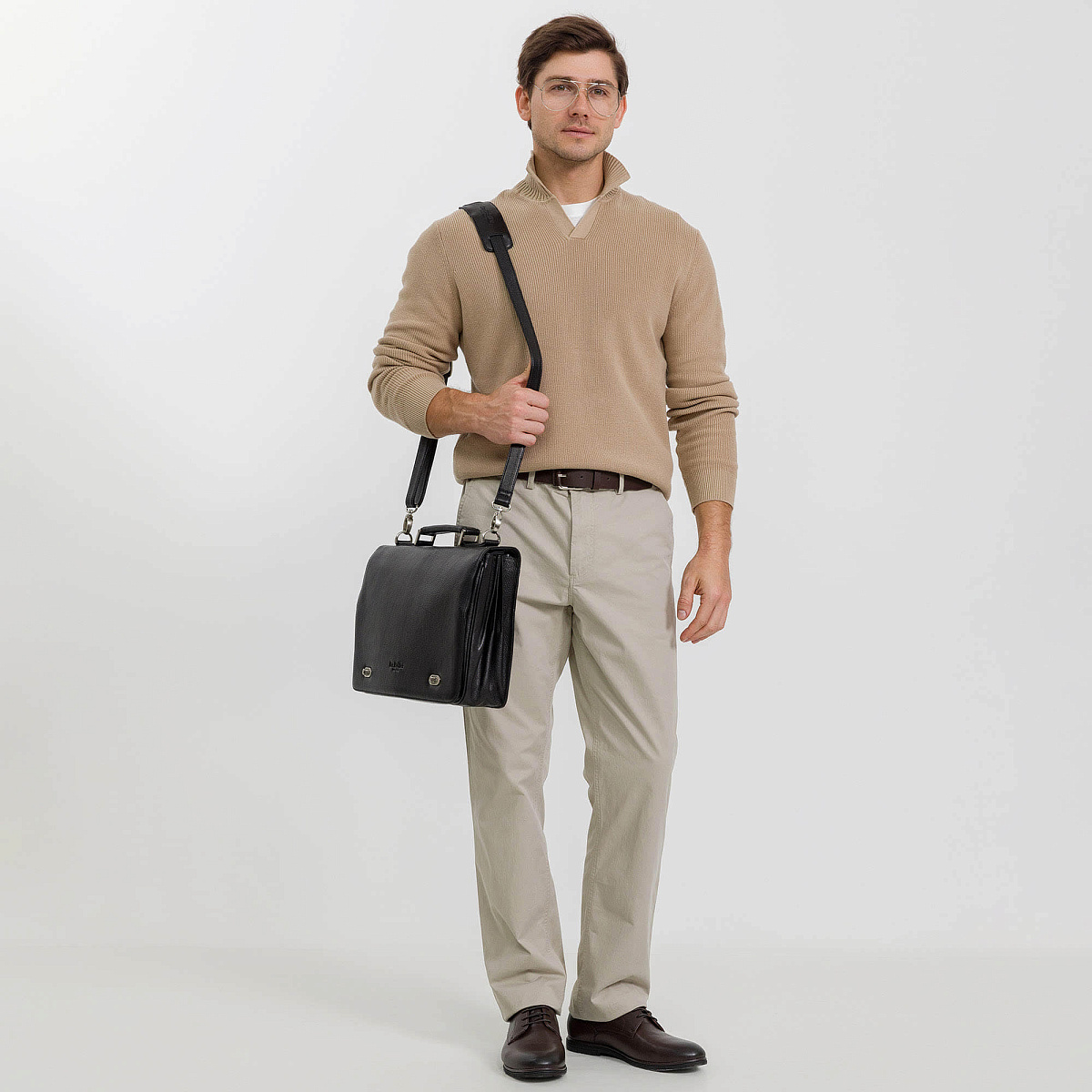 Портфель Dr.Koffer из натуральной кожи черный