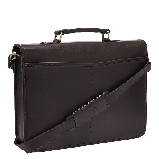 Портфель Dr.Koffer из натуральной кожи темно-коричневый