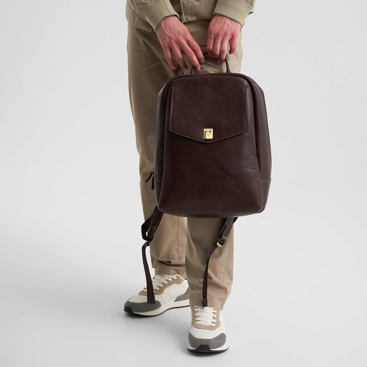 Рюкзак Dr.Koffer из натуральной кожи темно-коричневый