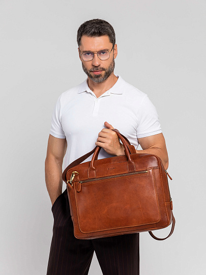 Деловая сумка Dr.Koffer из натуральной кожи коричневая