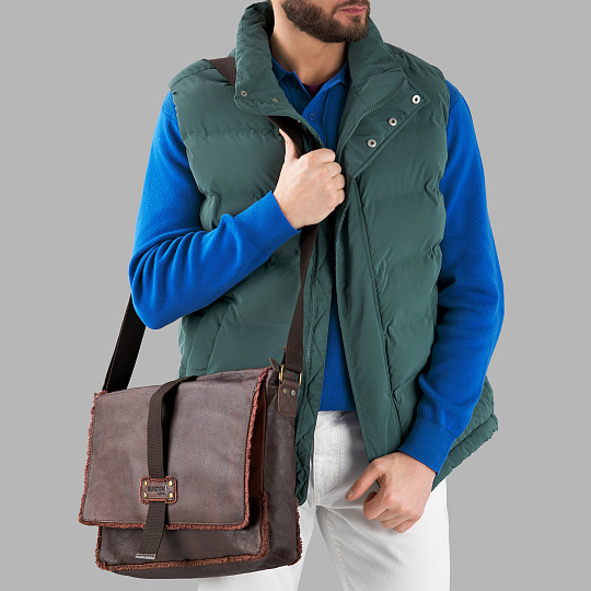 Сумка через плечо Dr.Koffer из натуральной кожи коричневая