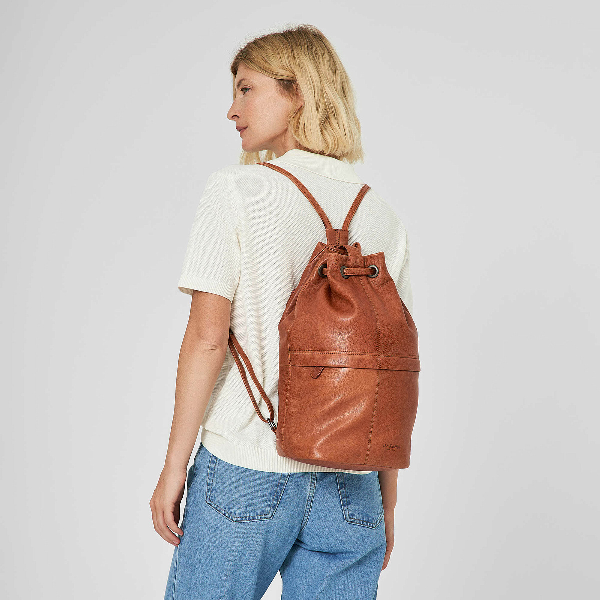 Рюкзак Dr.Koffer из натуральной кожи светло-коричневый