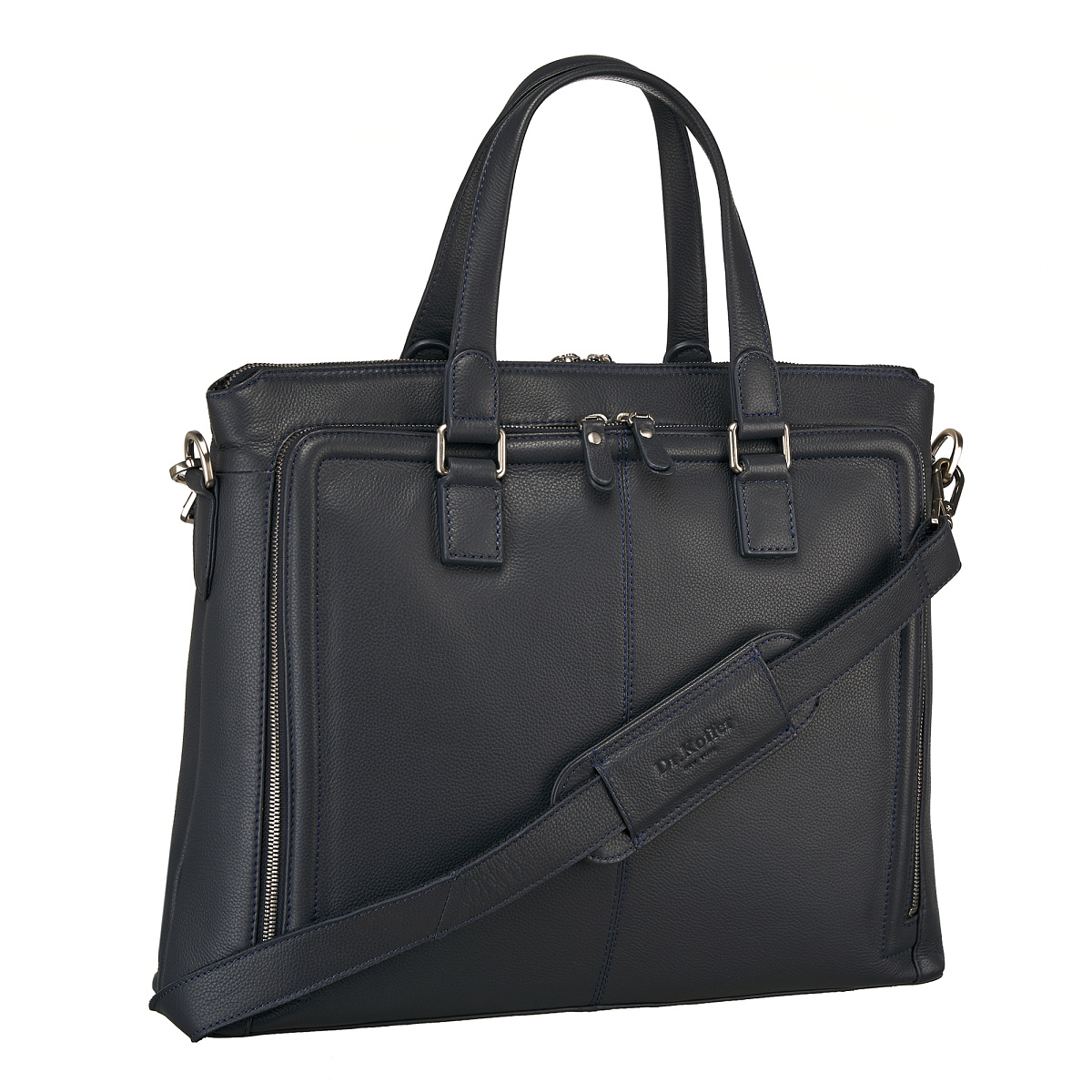 Деловая сумка Dr.Koffer из натуральной кожи синяя