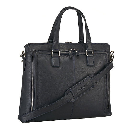 Деловая сумка Dr.Koffer из натуральной кожи синяя