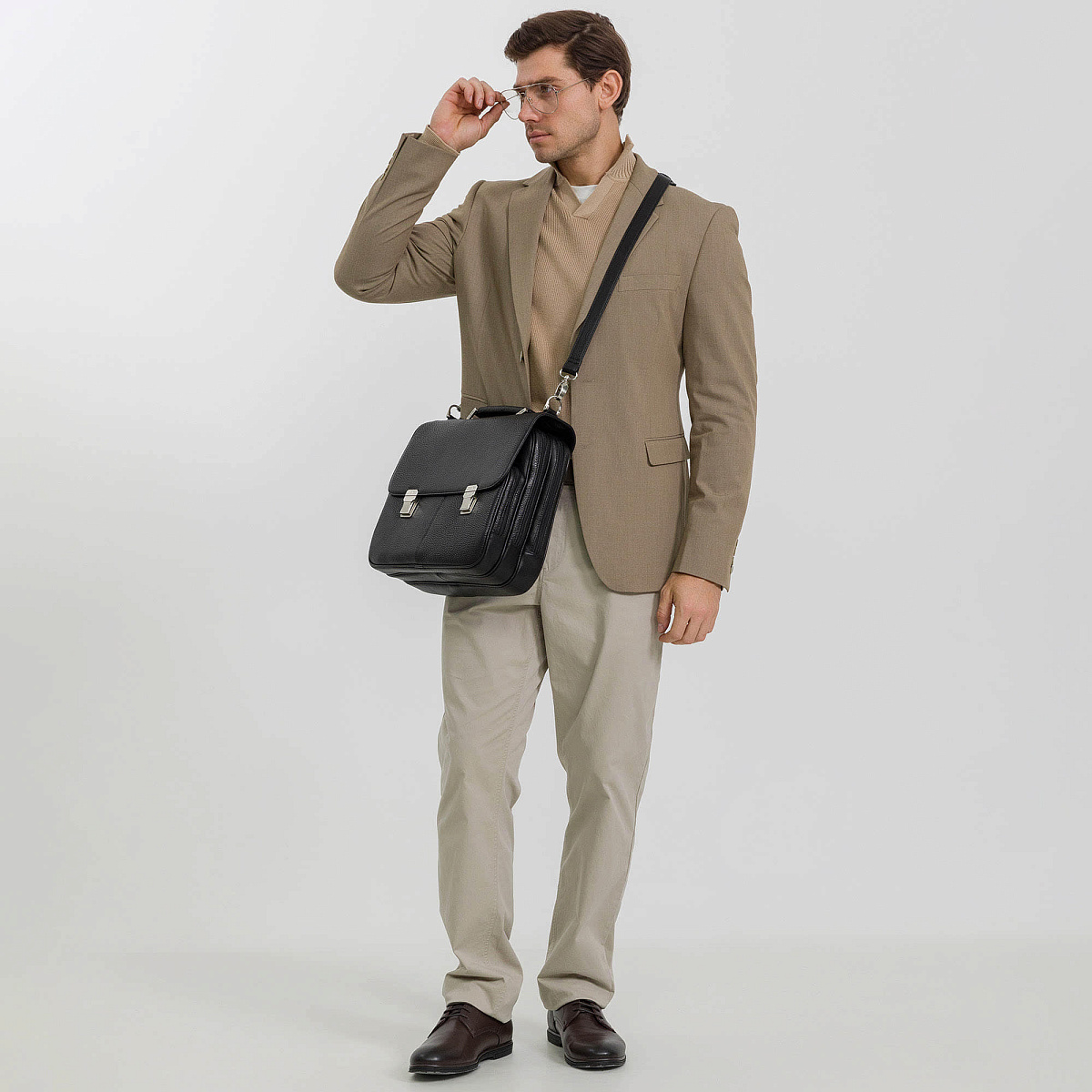 Портфель Dr.Koffer из натуральной кожи черный