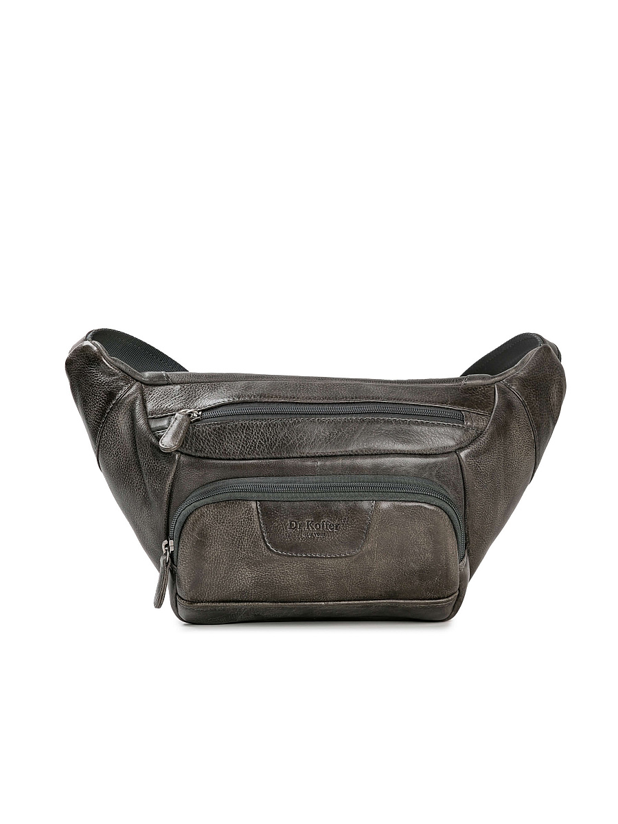 Сумка на пояс Dr. Koffer из натуральной кожи серая