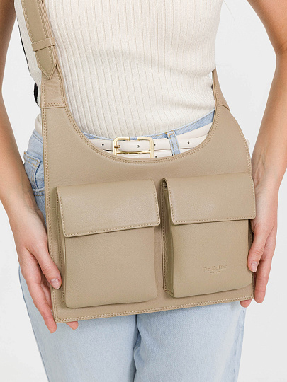 Сумка через плечо Dr.Koffer из натуральной кожи бежевая