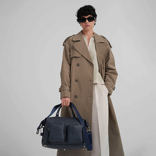 Сумка дорожная Dr.Koffer из натуральной кожи синяя