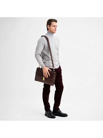Портфель Dr.Koffer из натуральной кожи темно-коричневый