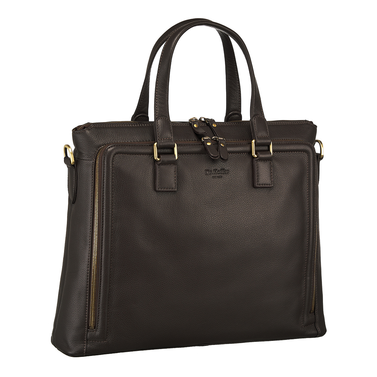 Деловая сумка Dr.Koffer из натуральной кожи темно-коричневая