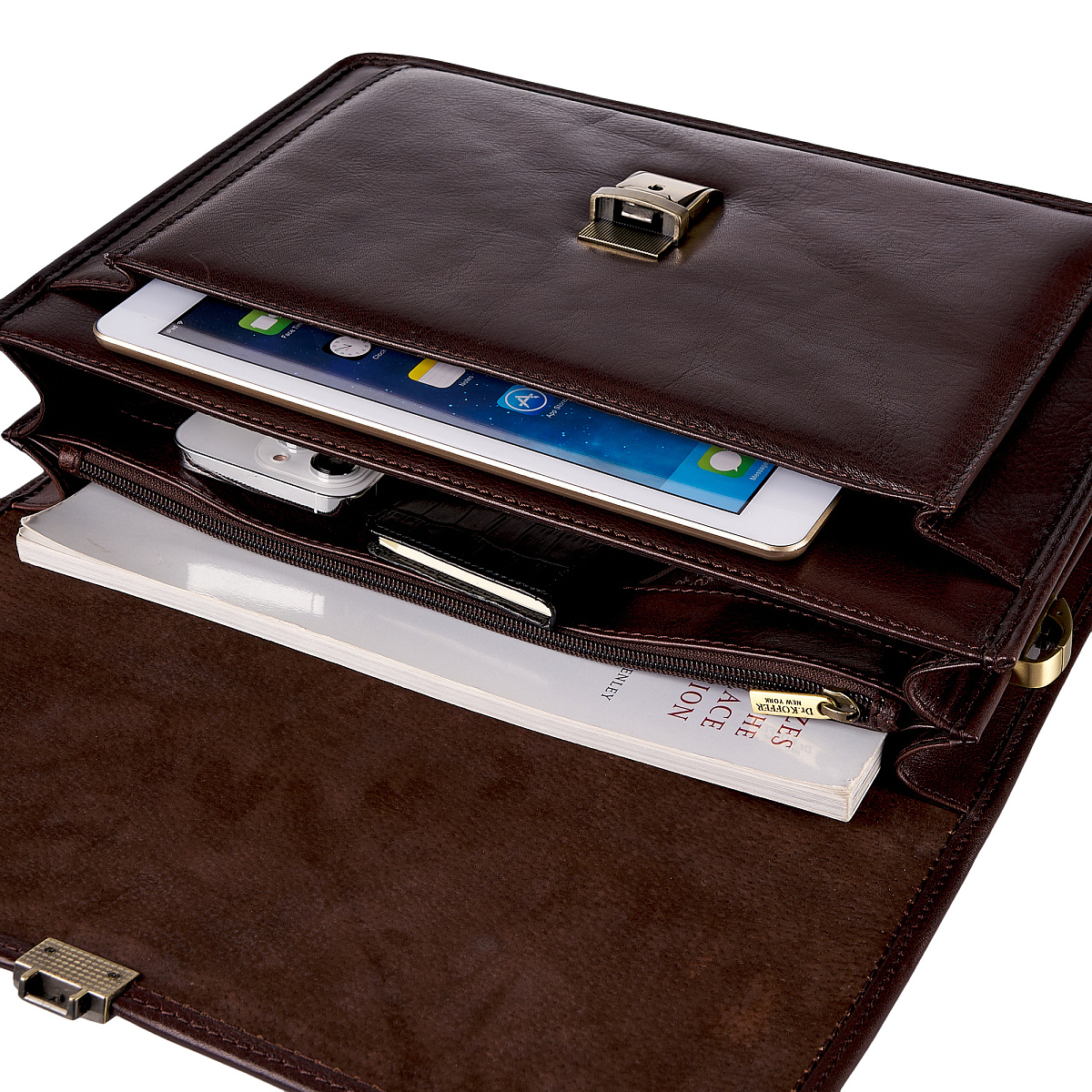 Портфель Dr.Koffer из натуральной кожи темно-коричневый