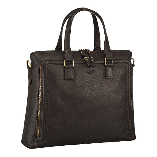 Деловая сумка Dr.Koffer из натуральной кожи темно-коричневая