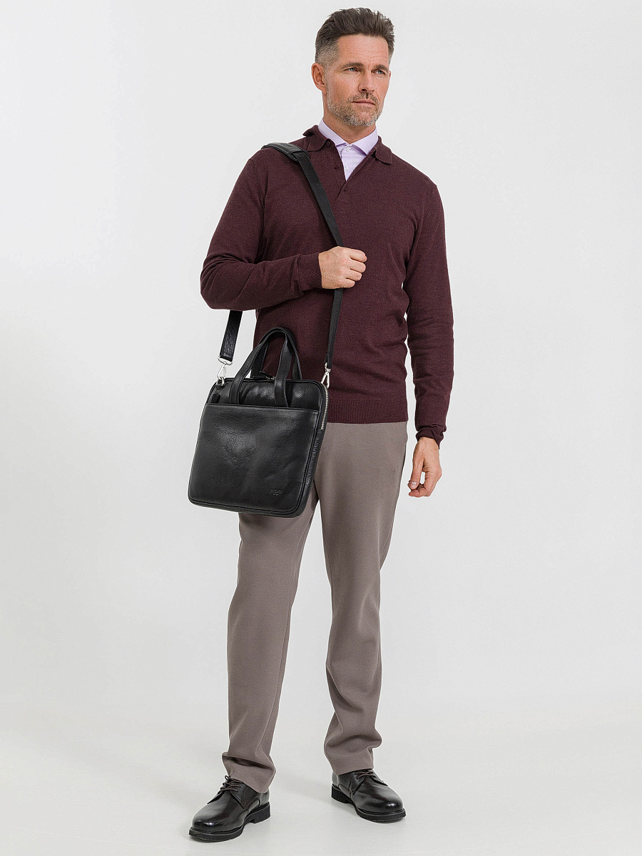 Деловая сумка Dr.Koffer из натуральной кожи черная