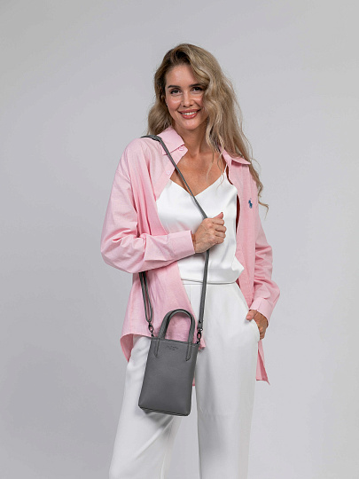 Сумка через плечо Dr.Koffer из натуральной кожи серая