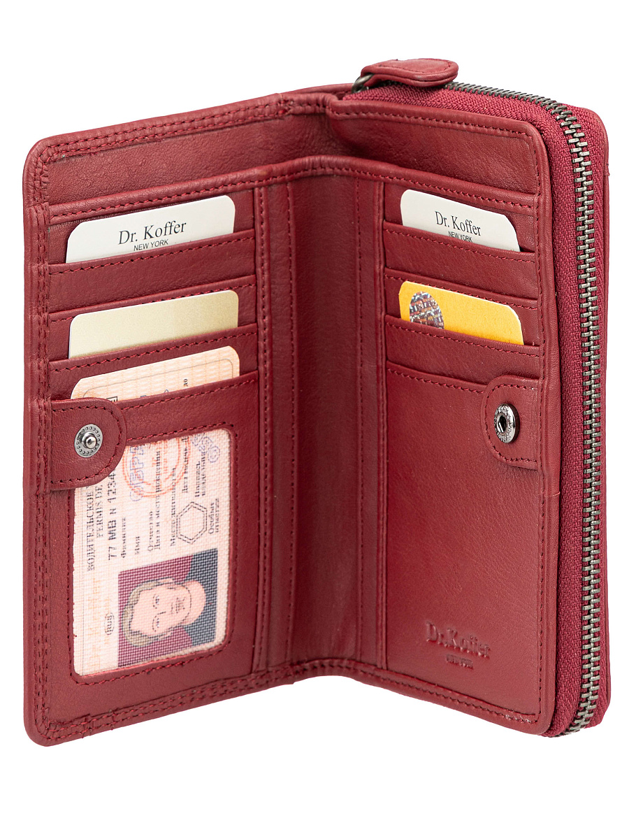 Портмоне Dr.Koffer из натуральной кожи бордовое