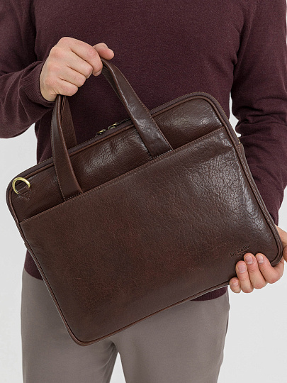 Деловая сумка Dr.Koffer из натуральной кожи темно-коричневая