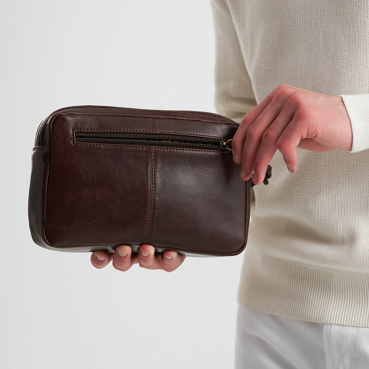 Сумка барсетка из натуральной кожи Dr. Koffer коричневая