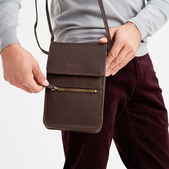 Сумка через плечо Dr.Koffer из натуральной кожи коричневая