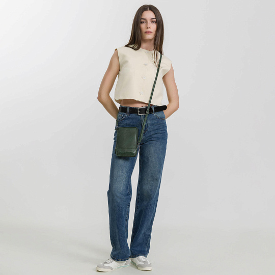 Сумка через плечо Dr.Koffer из натуральной кожи зеленая