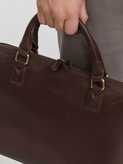 Деловая сумка Dr.Koffer из натуральной кожи темно-коричневая