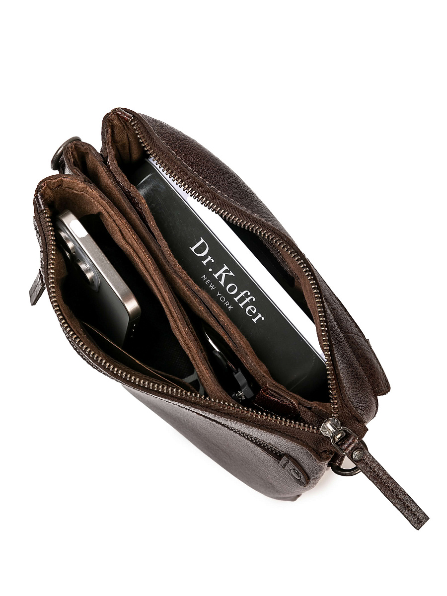 Сумка через плечо Dr.Koffer из натуральной кожи коричневая