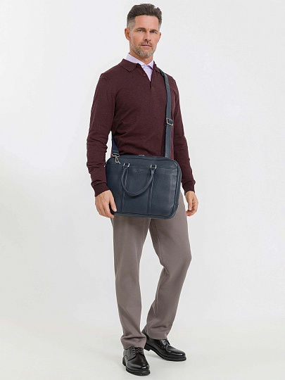 Деловая сумка Dr.Koffer из натуральной кожи синяя