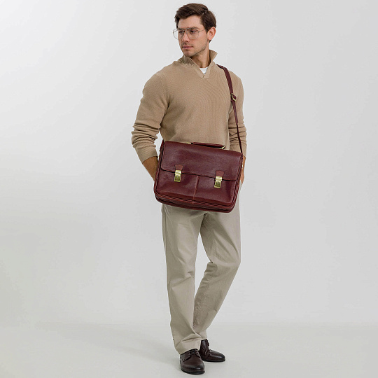 Портфель Dr.Koffer из натуральной кожи светло-коричневый